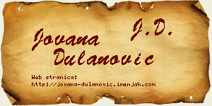 Jovana Dulanović vizit kartica